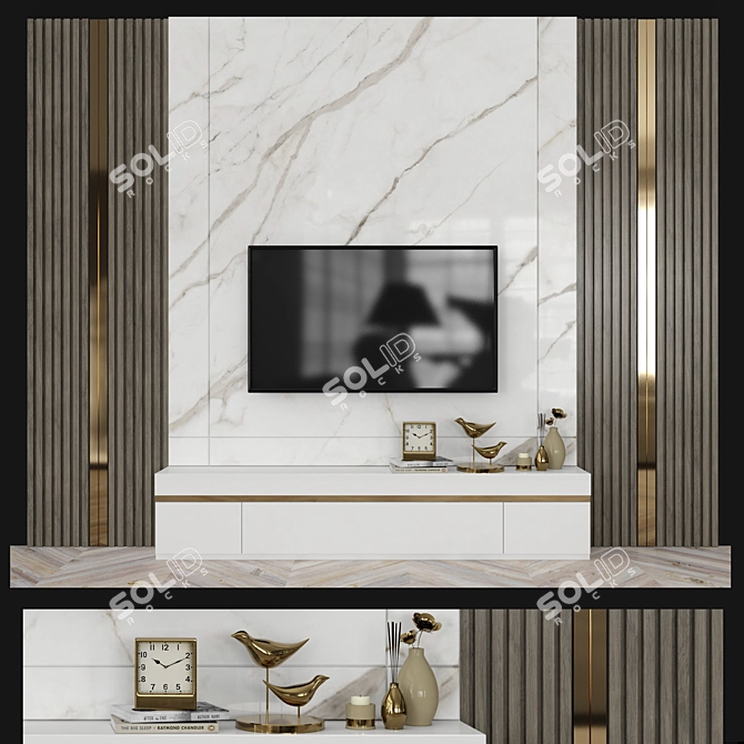 Modern TV Wall Set with 55" TV 3D model image 1