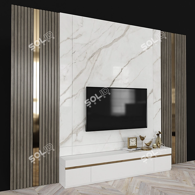 Modern TV Wall Set with 55" TV 3D model image 2