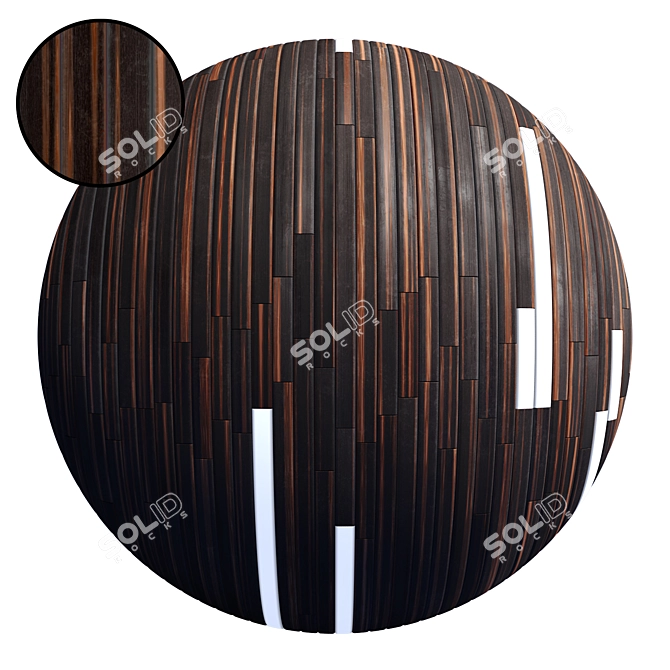 Striped Wood Light Panels - PBR 4K 3D model image 1