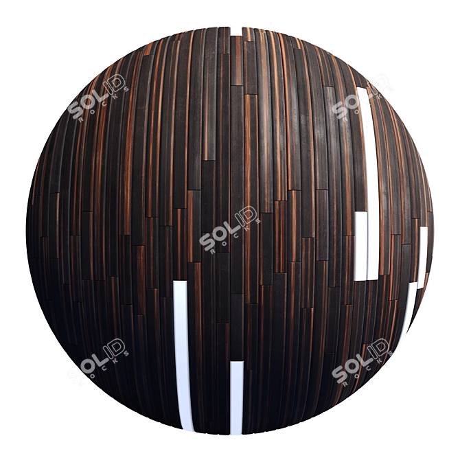 Striped Wood Light Panels - PBR 4K 3D model image 3