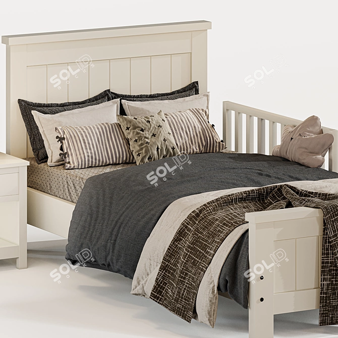 Modern Wood Teenage Bed 3D model image 2