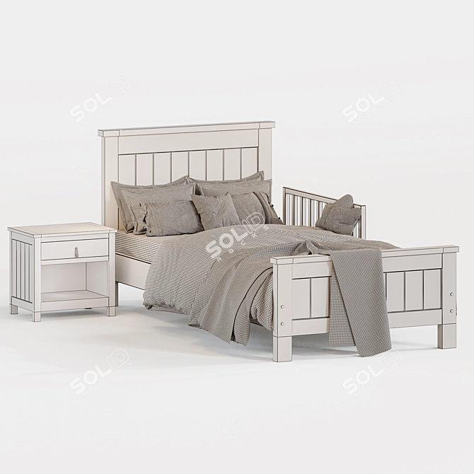 Modern Wood Teenage Bed 3D model image 5