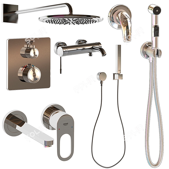 Luxury Grohe Mixer Set 3D model image 1