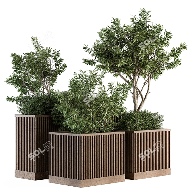 Concrete Box Outdoor Plants - Set 160 3D model image 1