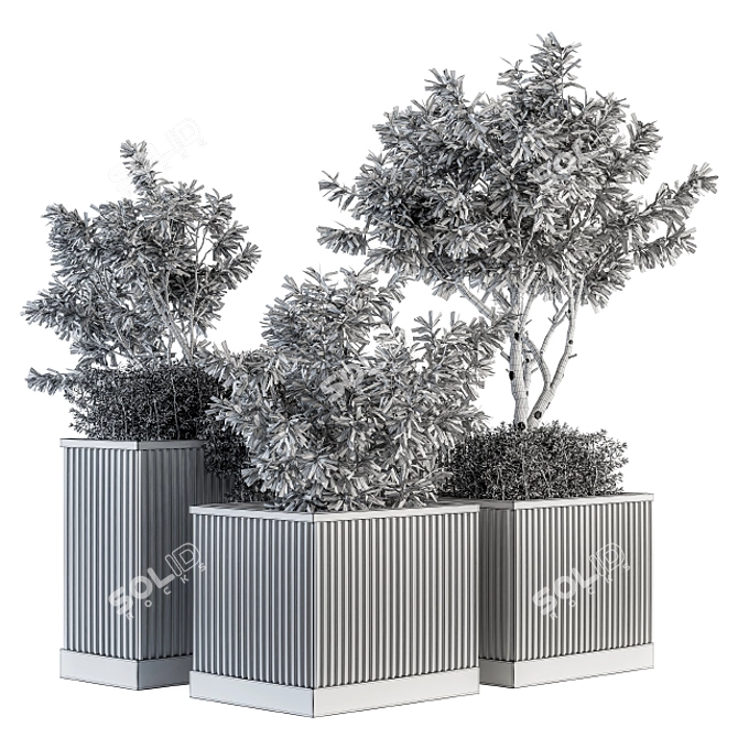 Concrete Box Outdoor Plants - Set 160 3D model image 5