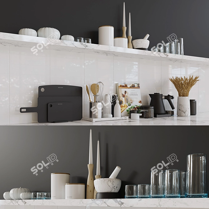 Organized Kitchen Utensils & Storage Set 3D model image 2