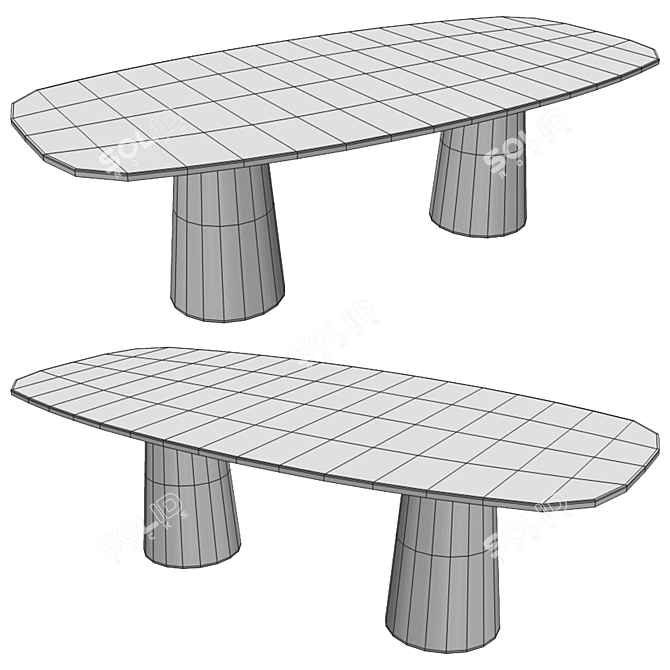Elegant Totem Two Base Coffee Table 3D model image 2