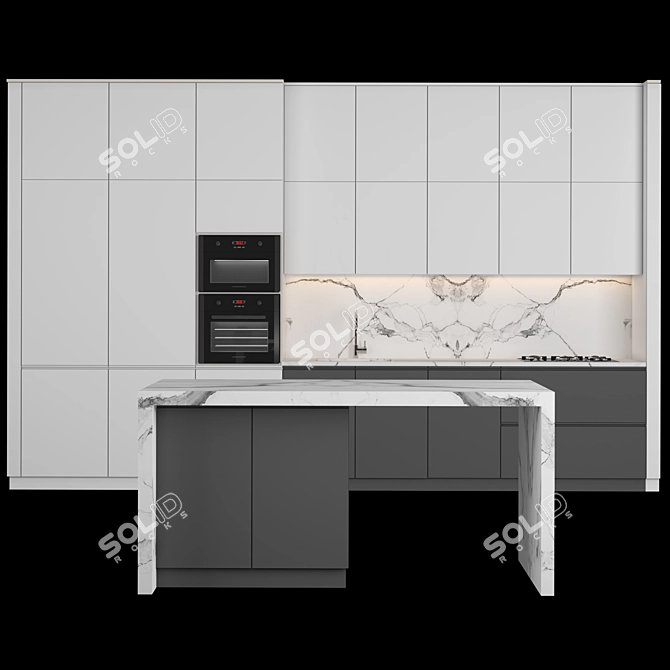 Sleek Kitchen 19: Modern, Millimeter Units 3D model image 1