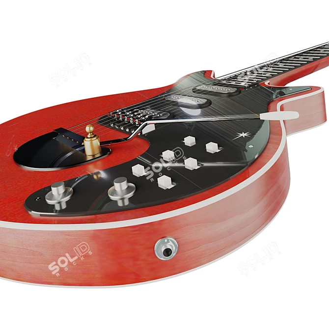 Title: Classic Red Special Guitar 3D model image 3