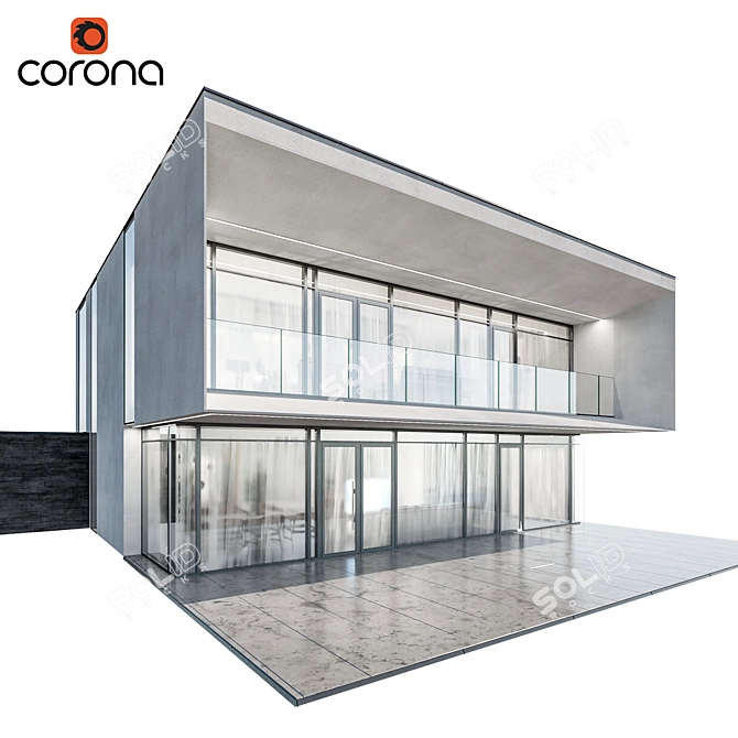 Title: Sleek Modern Night House 3D model image 3