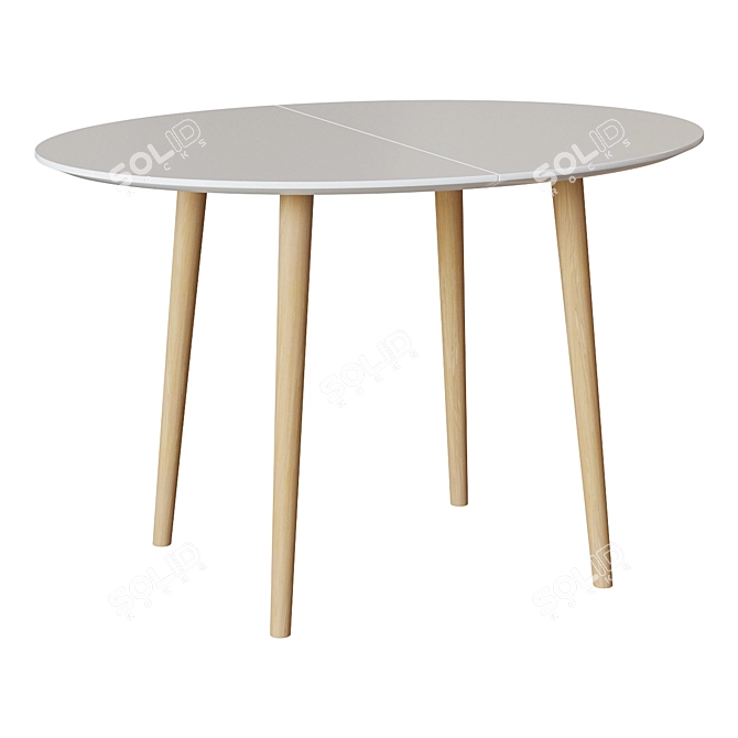 White Oval Oakland Table 3D model image 1