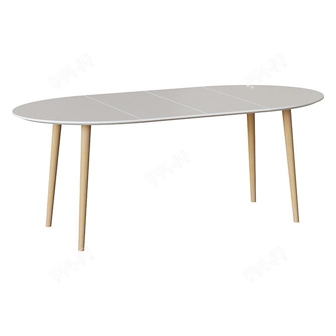 White Oval Oakland Table 3D model image 2