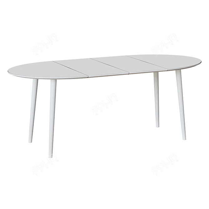 White Oval Oakland Table 3D model image 4