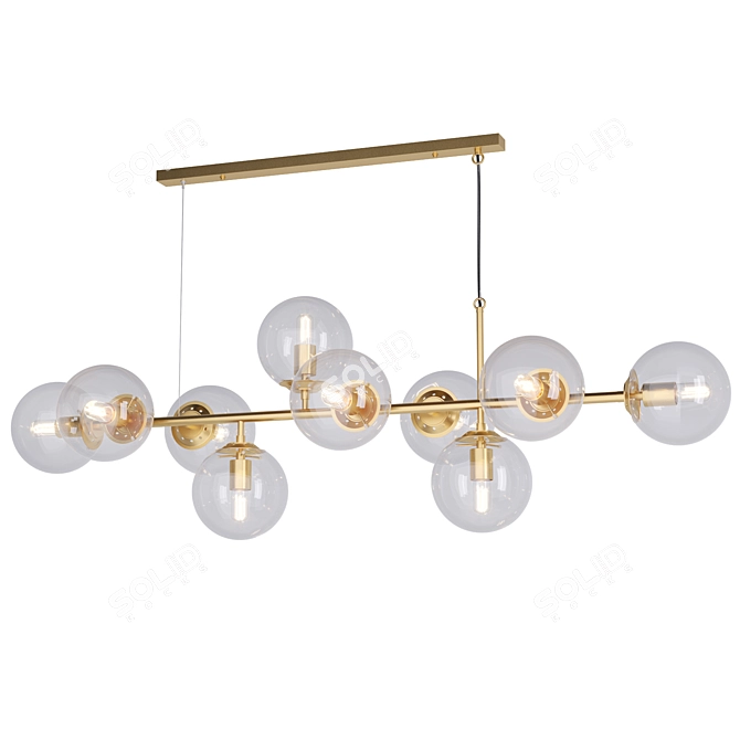 Elegant Brass Glass Chandelier 3D model image 3