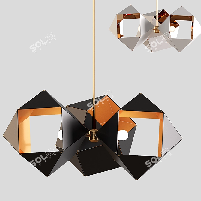 Modern Metal and Glass Pendant Lights 3D model image 2