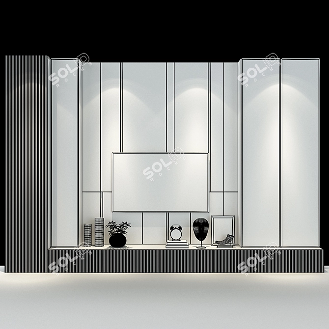 Modern TV Wall Set 0177 3D model image 2