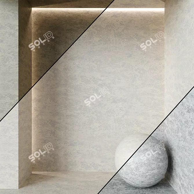 Golden Plaster Texture Set 3D model image 1