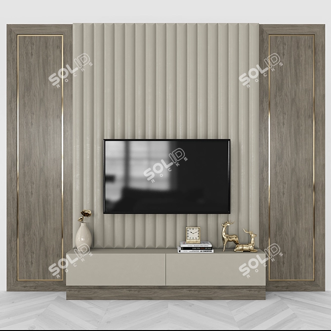 Modern TV Wall Unit with 55" Display 3D model image 1
