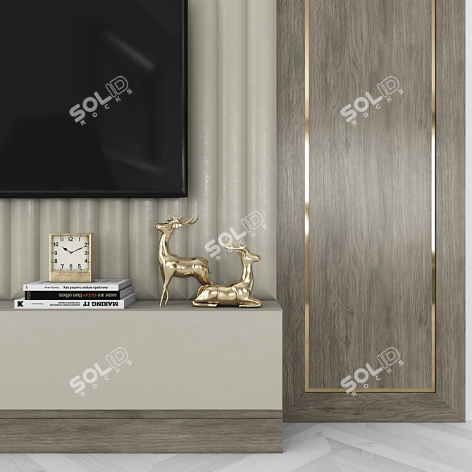 Modern TV Wall Unit with 55" Display 3D model image 2