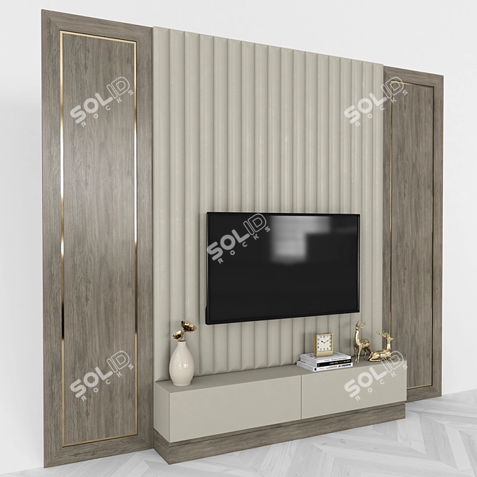 Modern TV Wall Unit with 55" Display 3D model image 3