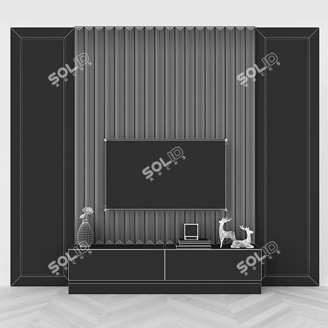 Modern TV Wall Unit with 55" Display 3D model image 4