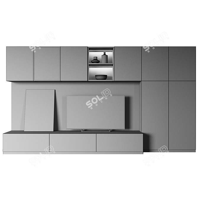 Modern Gray TV Wall Unit 3D model image 3