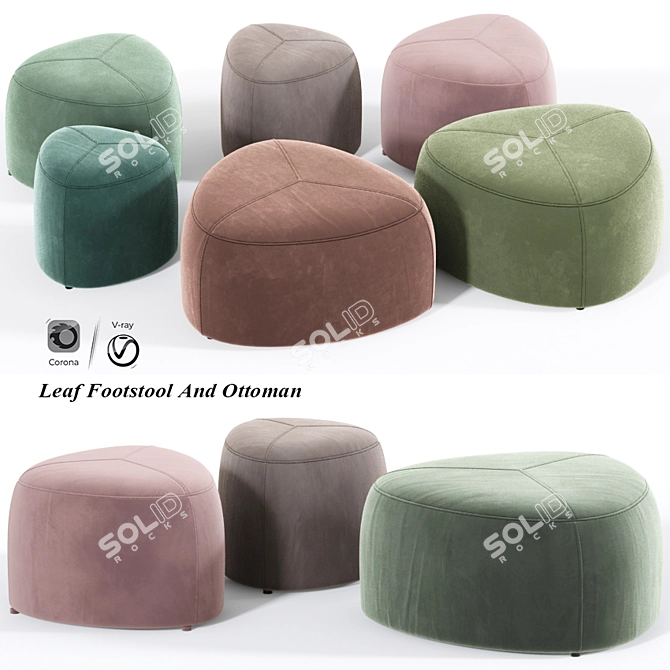 Nature-inspired Leaf Footstool & Pouf 3D model image 1