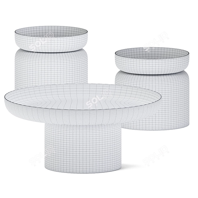 Elegant Pluvial Coffee Table Set 3D model image 3