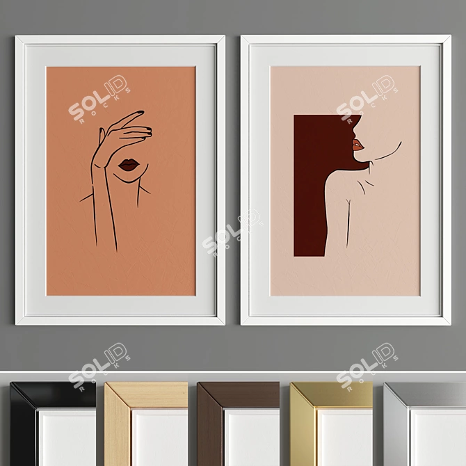 Modern Art Frame A82 - Wood and Metal Frames 3D model image 2