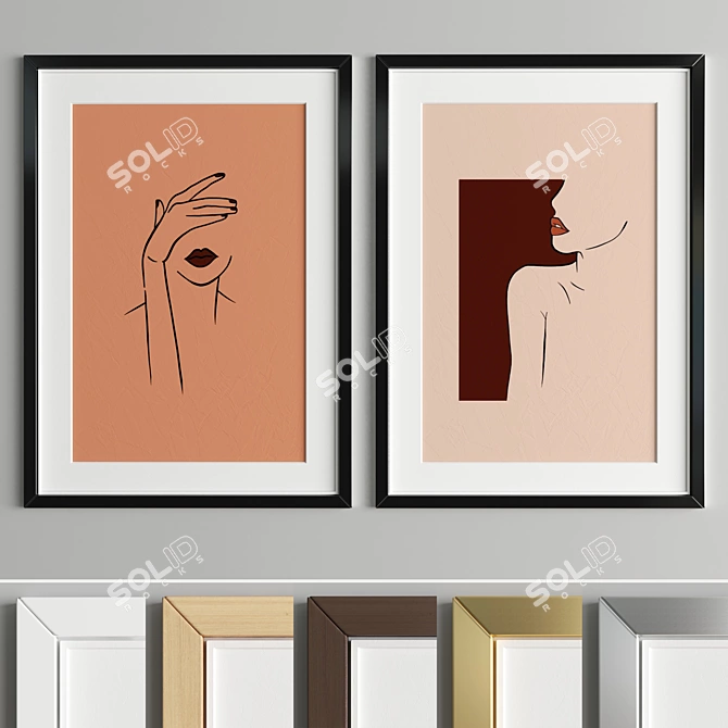 Modern Art Frame A82 - Wood and Metal Frames 3D model image 3