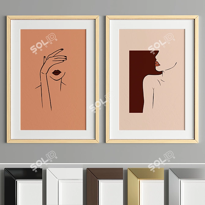 Modern Art Frame A82 - Wood and Metal Frames 3D model image 4