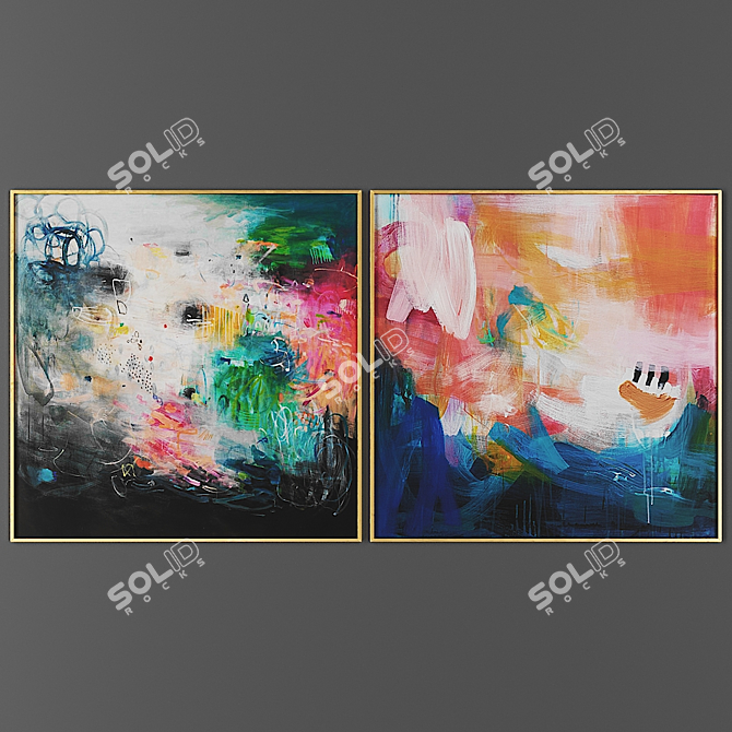 Modern Art Frame Set 3D model image 1