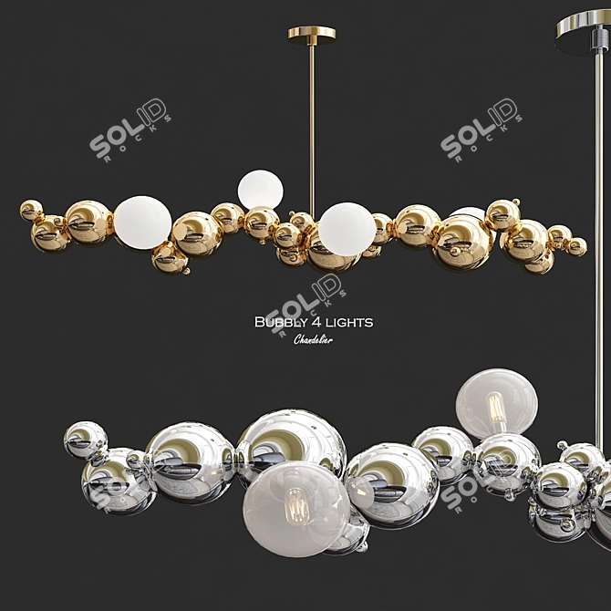 Elegant Bubbly Glass Chandelier 3D model image 1