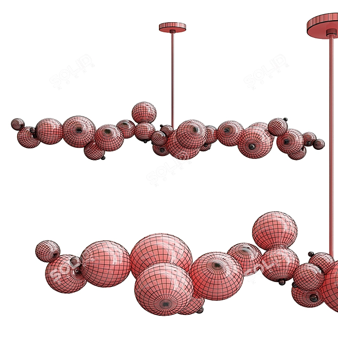 Elegant Bubbly Glass Chandelier 3D model image 2