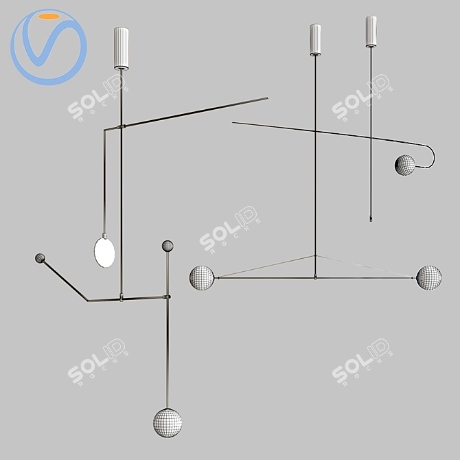 Elegant Line Styling Pendant 3D model image 2