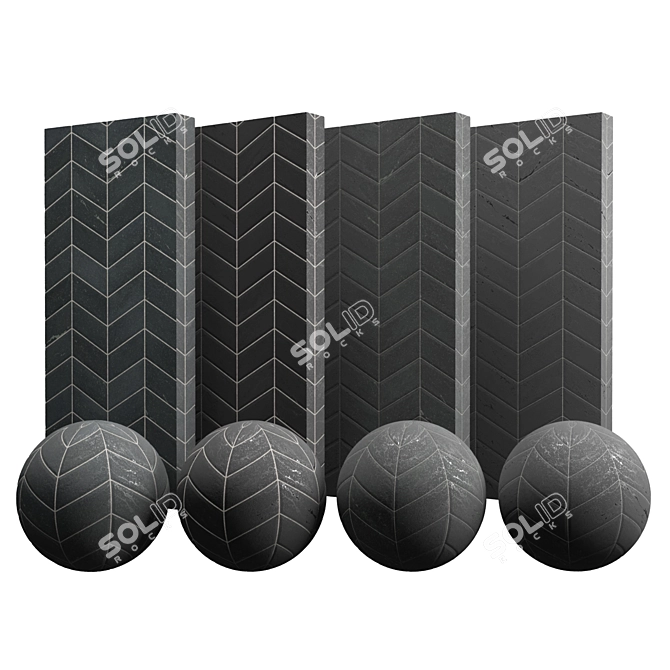 Basalt Chevron Tiles: Stylish and Durable 3D model image 4