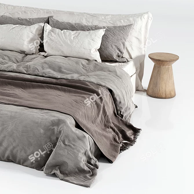 Luxury Linen Bedding Set 3D model image 2