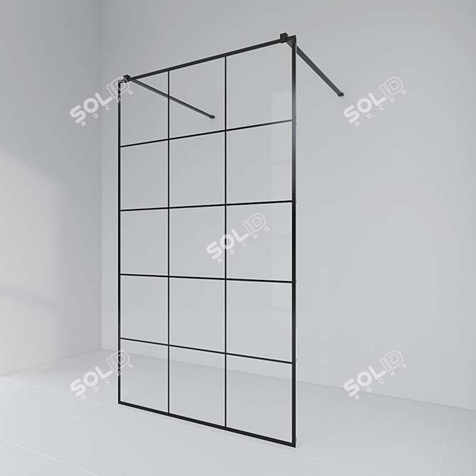 Stylish Black Shower Partition 3D model image 1