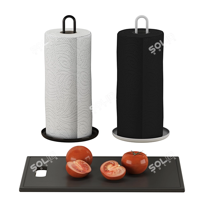 Tomato Dishcloth and Roll Holder 3D model image 1