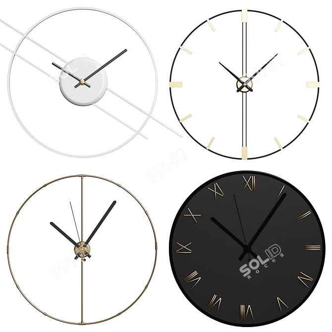 Modern Wall Clock Collection: A Stunning Addition to Your Interior 3D model image 1