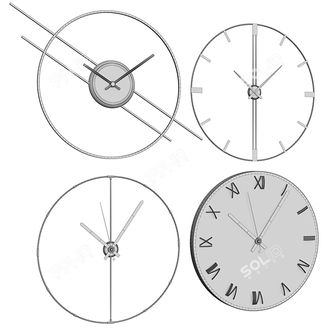 Modern Wall Clock Collection: A Stunning Addition to Your Interior 3D model image 5
