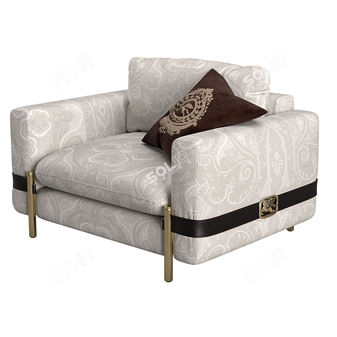 Sophisticated Madras Armchair 3D model image 1