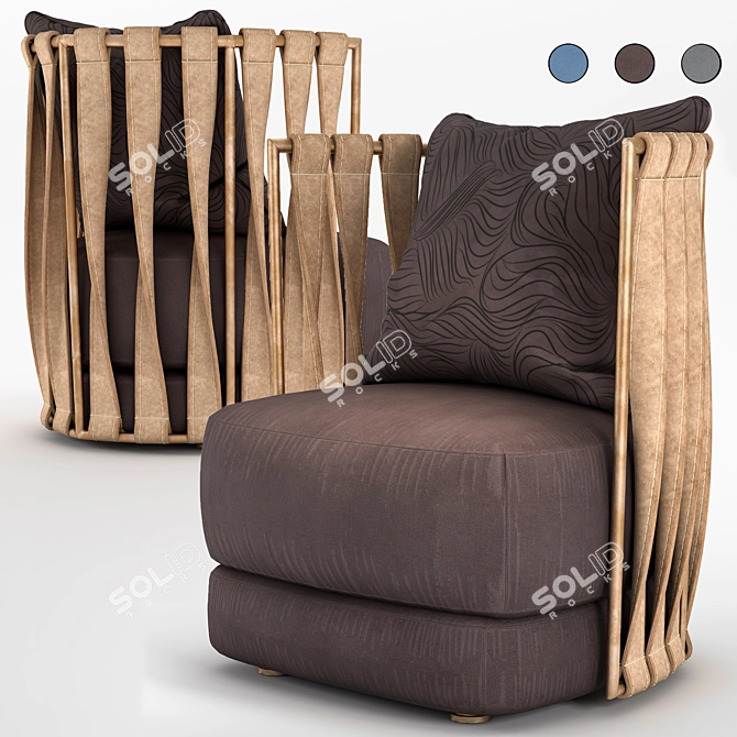 Modern Fabric Sofa Set 3D model image 6