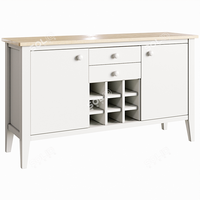 Solid Wood Kitchen Sideboard Alvina (110cm) 3D model image 1