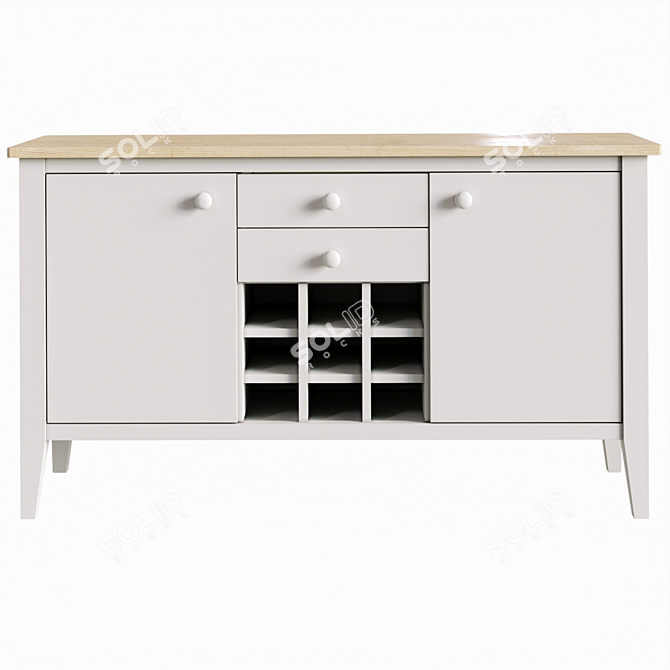 Solid Wood Kitchen Sideboard Alvina (110cm) 3D model image 3