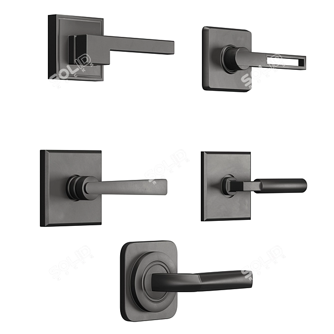 Sleek Modern Door Handle 3D model image 2