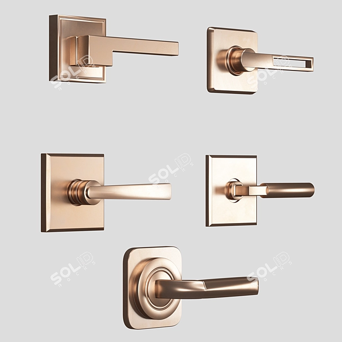 Sleek Modern Door Handle 3D model image 3