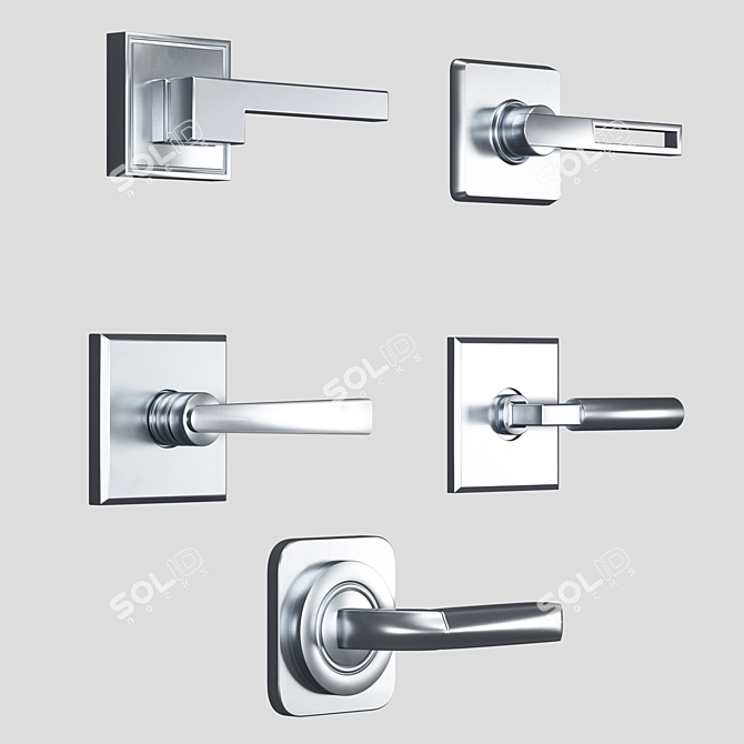 Sleek Modern Door Handle 3D model image 4