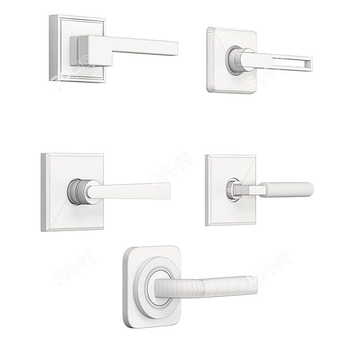 Sleek Modern Door Handle 3D model image 5