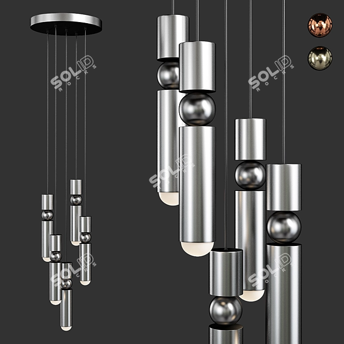 Elegant Fulcrum Chandelier 3D model image 1